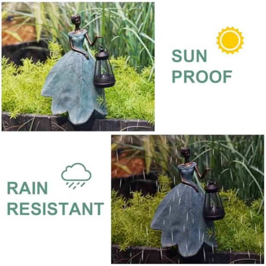 Fairy Solar Outdoor Lights Resin Garden Figurines for Patio Decor