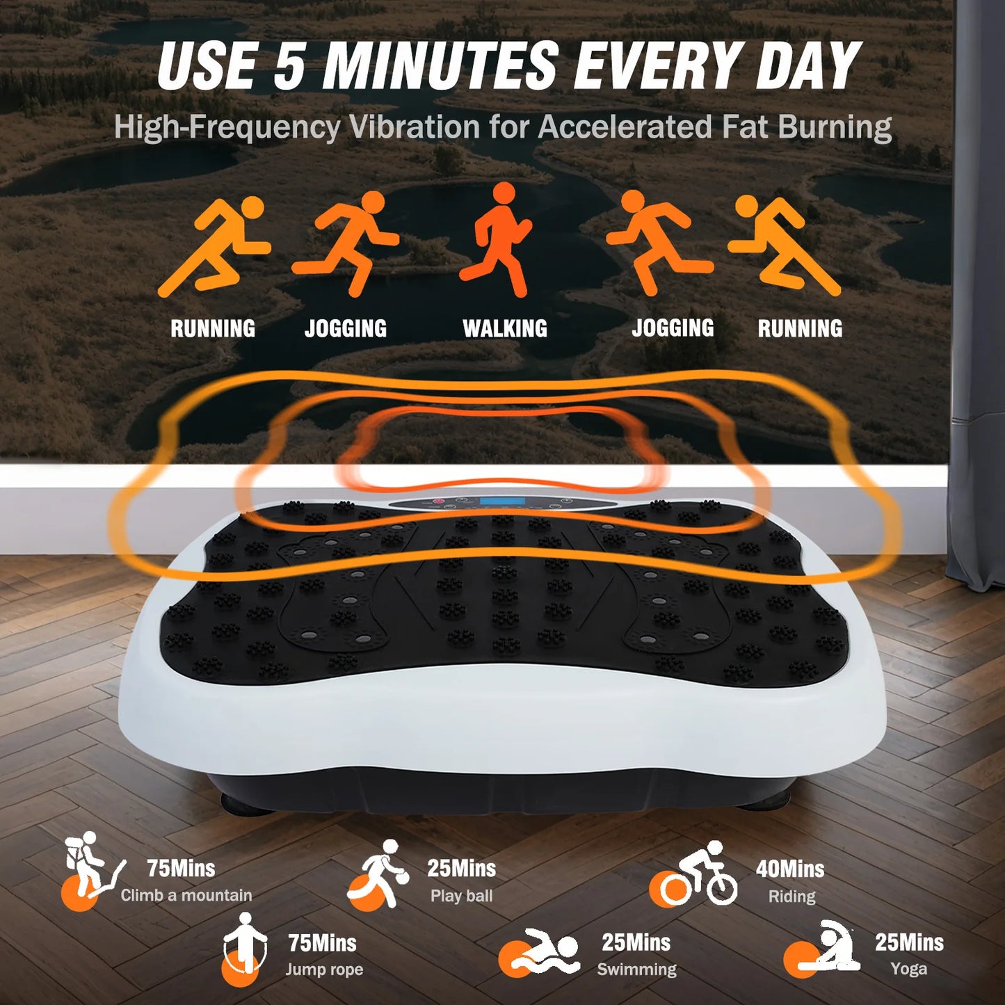 Vibration Plate Exercise Machine 330lbs Capacity With Resistance Bands Remote
