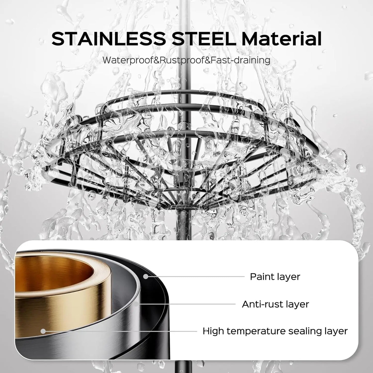 4-Tier Adjustable Tension Pole Shower Caddy Rustproof No-Drill Space-Saving
