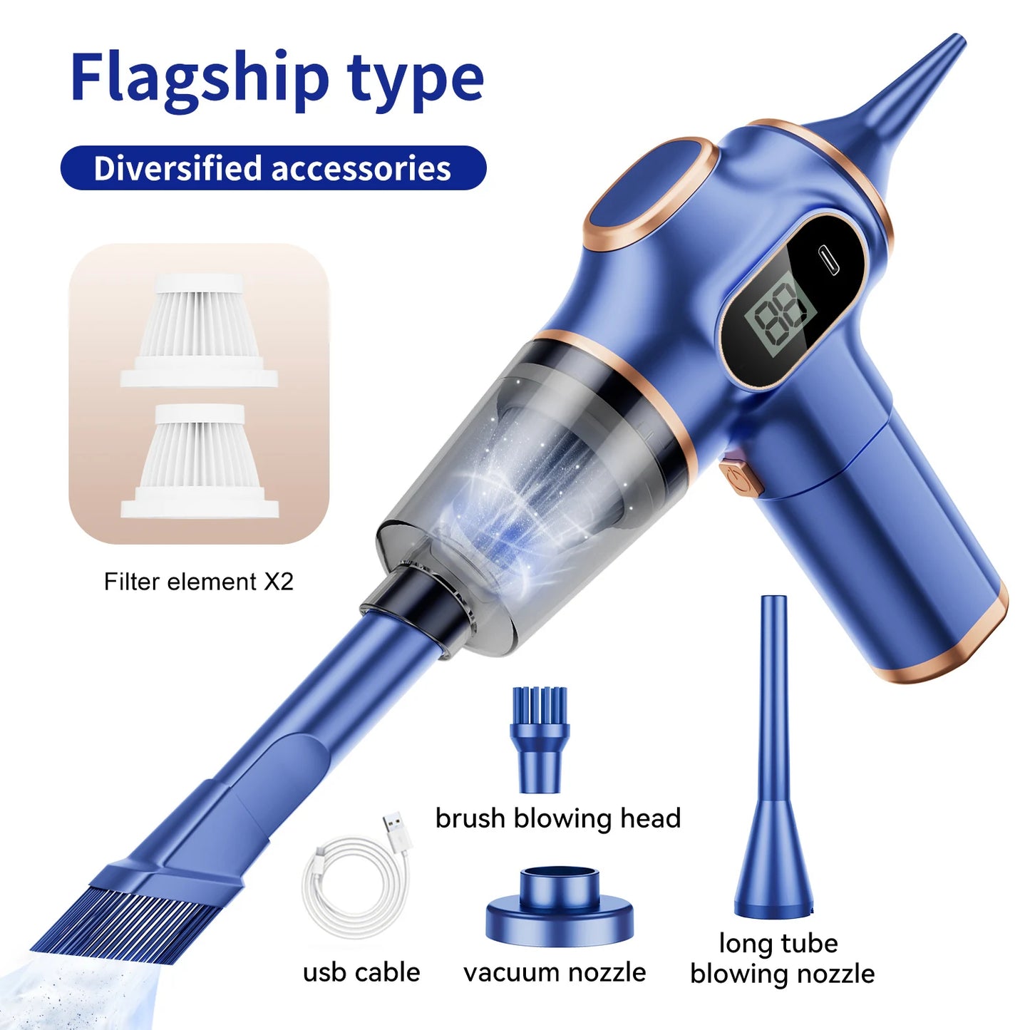 ABS Wireless Car Vacuum Cleaner Cordless Mini Cleaning Machine HEPA