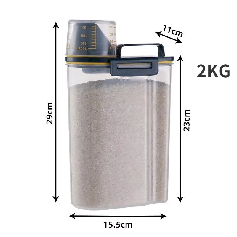 Pet Food Storage Pail With Measuring Cup Moisture Proof Jar