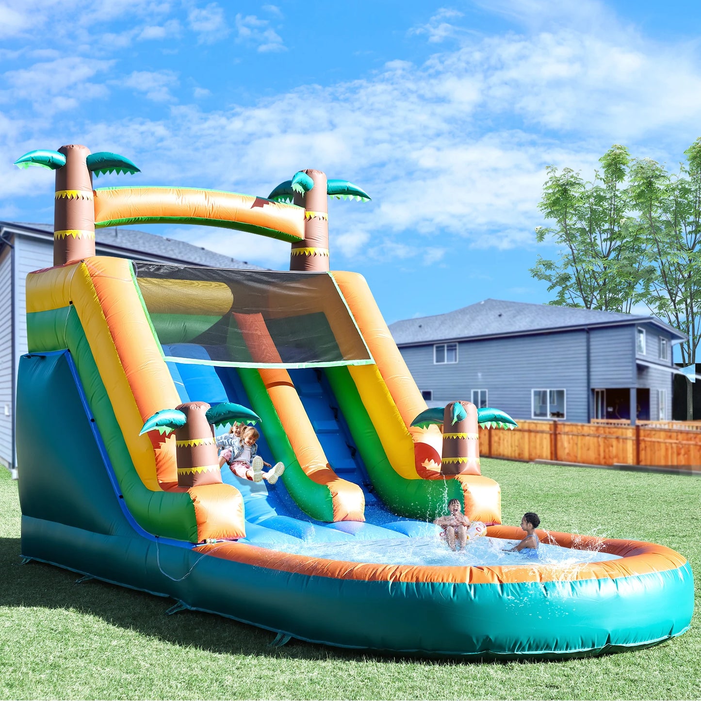 King Inflatable Kids Water Slide With Commercial Bounce House