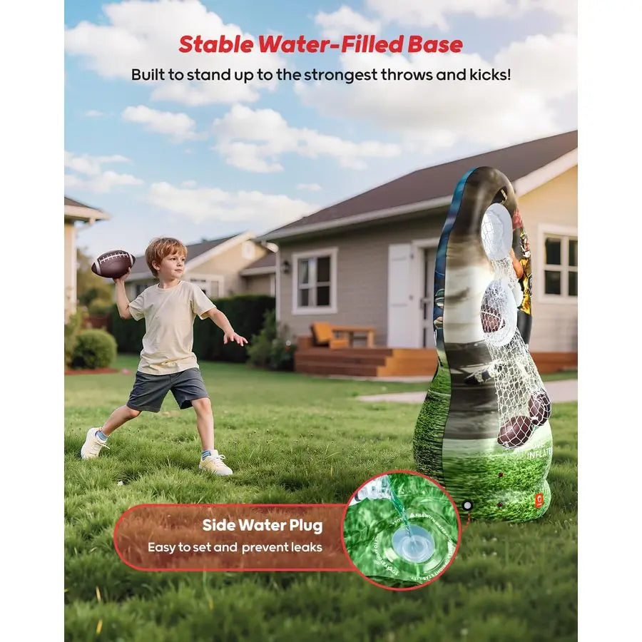 DualHole Inflatable Football Target Backyard Toss Game With 4 Balls