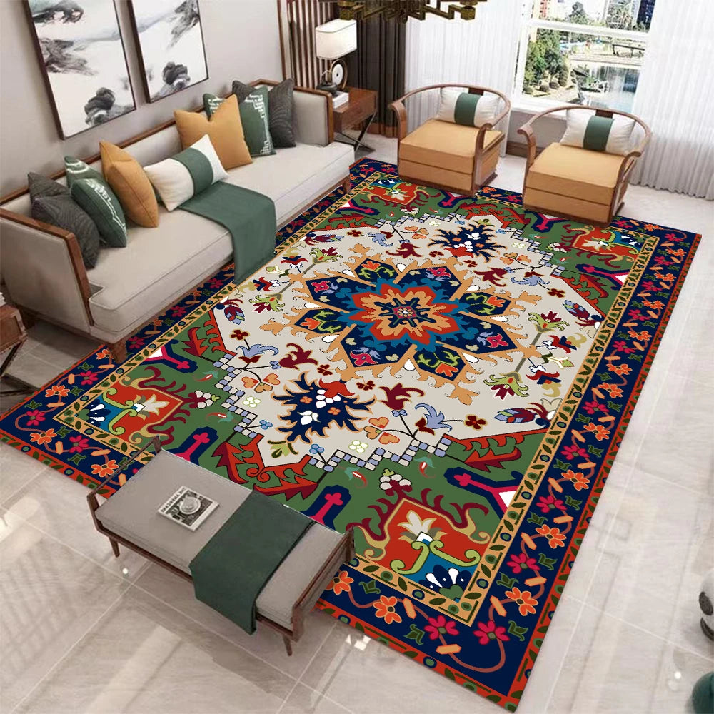European Retro Geometric Carpet For Living Room Non Slip Washable Rug