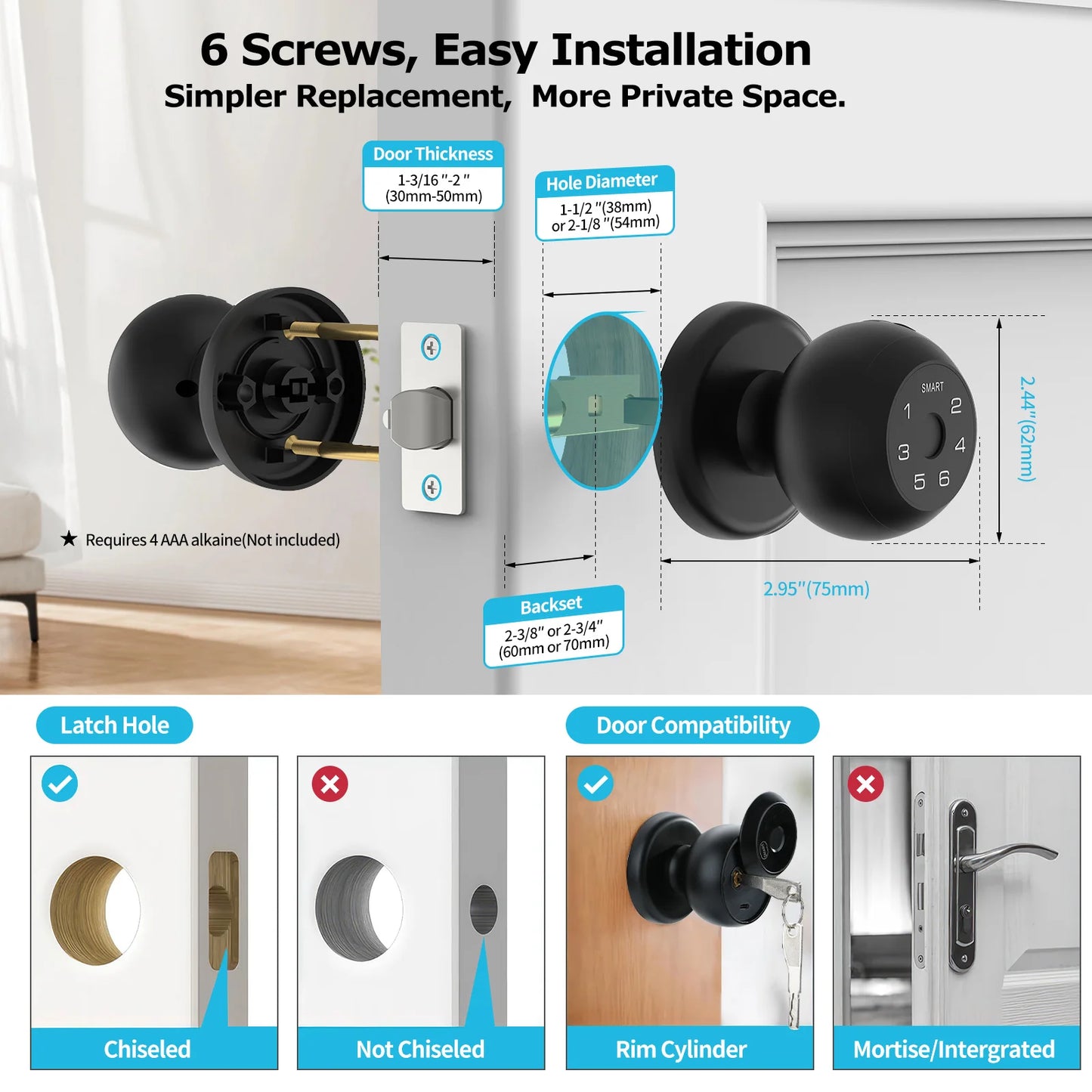 Viladepot Ball-Shaped Smart Lock With Fingerprint And App-Controlled Keypad