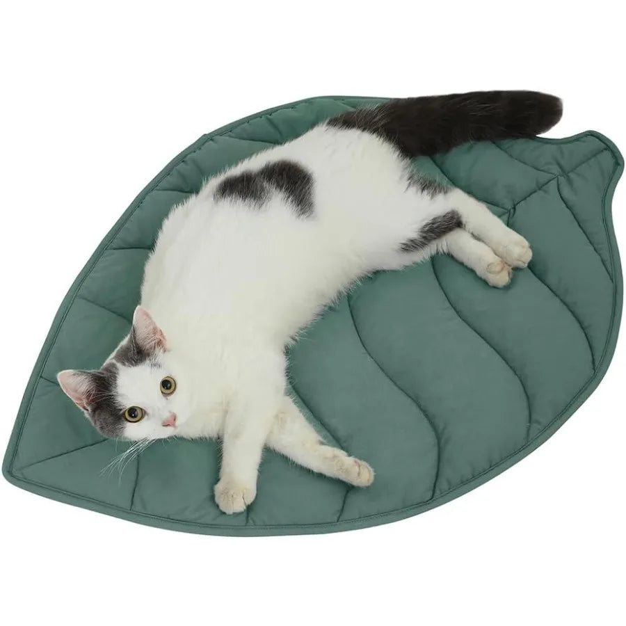 Leaf Shaped Cotton Cat Bed Pad and Warming Mat Cozy