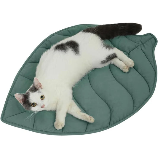 Leaf Shaped Cotton Cat Bed Pad and Warming Mat Cozy