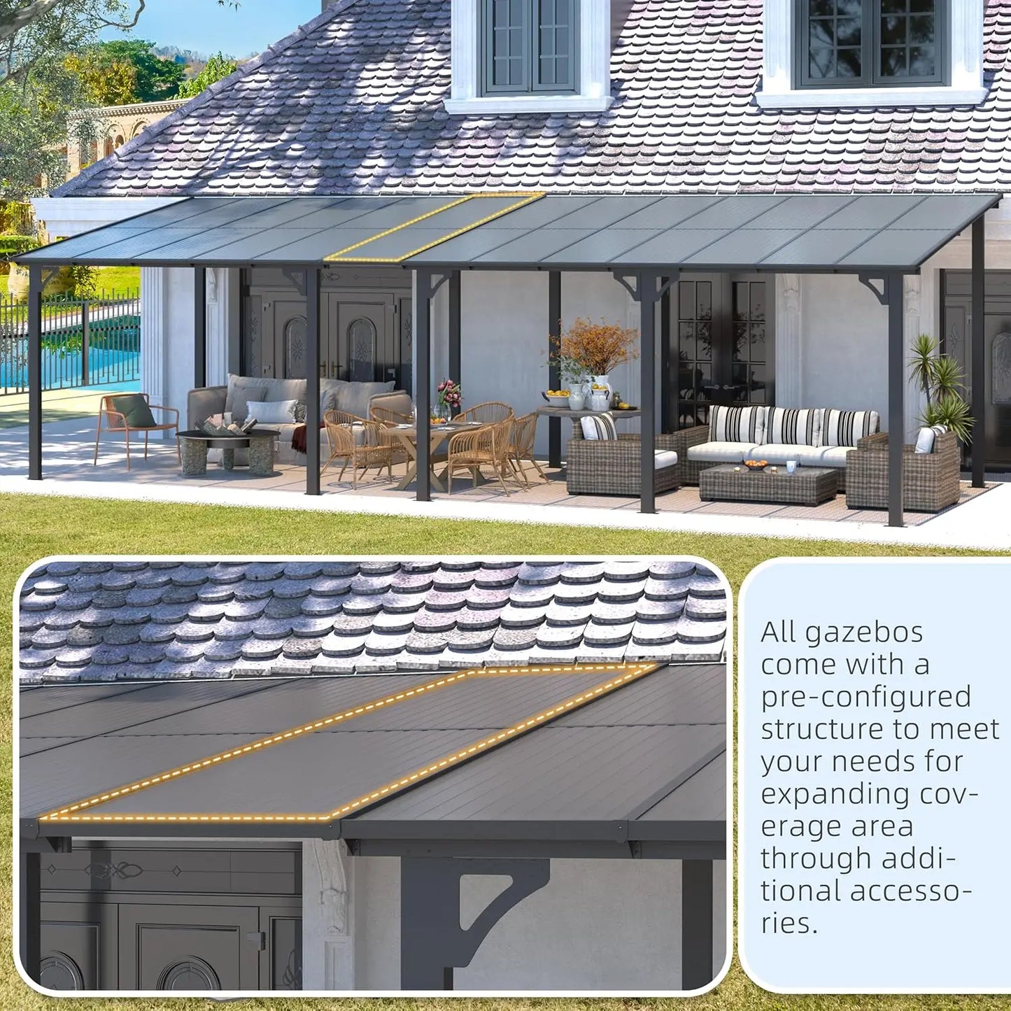 Wall Mounted Gazebo Pergola For Outdoor Patio Deck