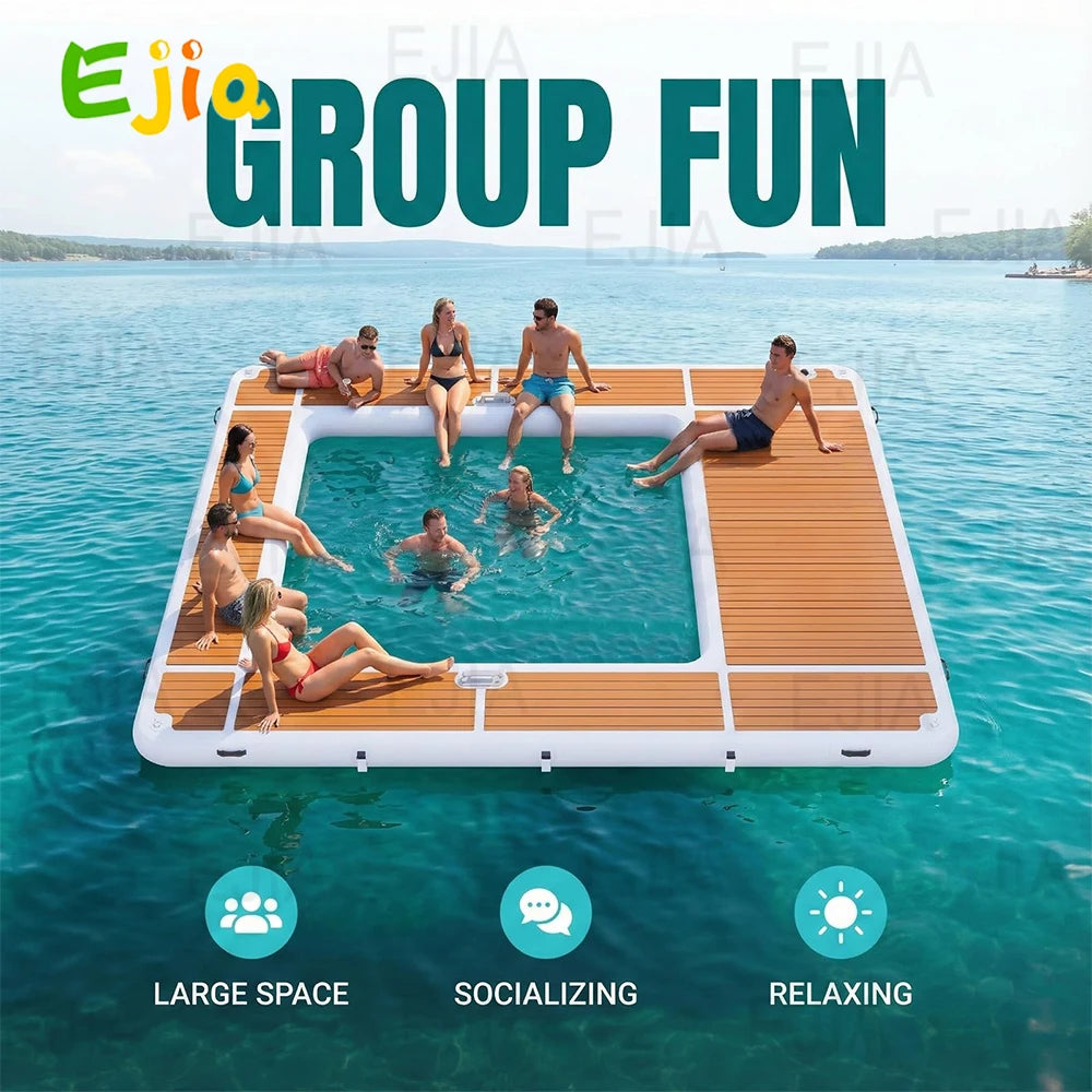 Ejia Inflatable Pool Floating Dock With Non Slip EVA Surface
