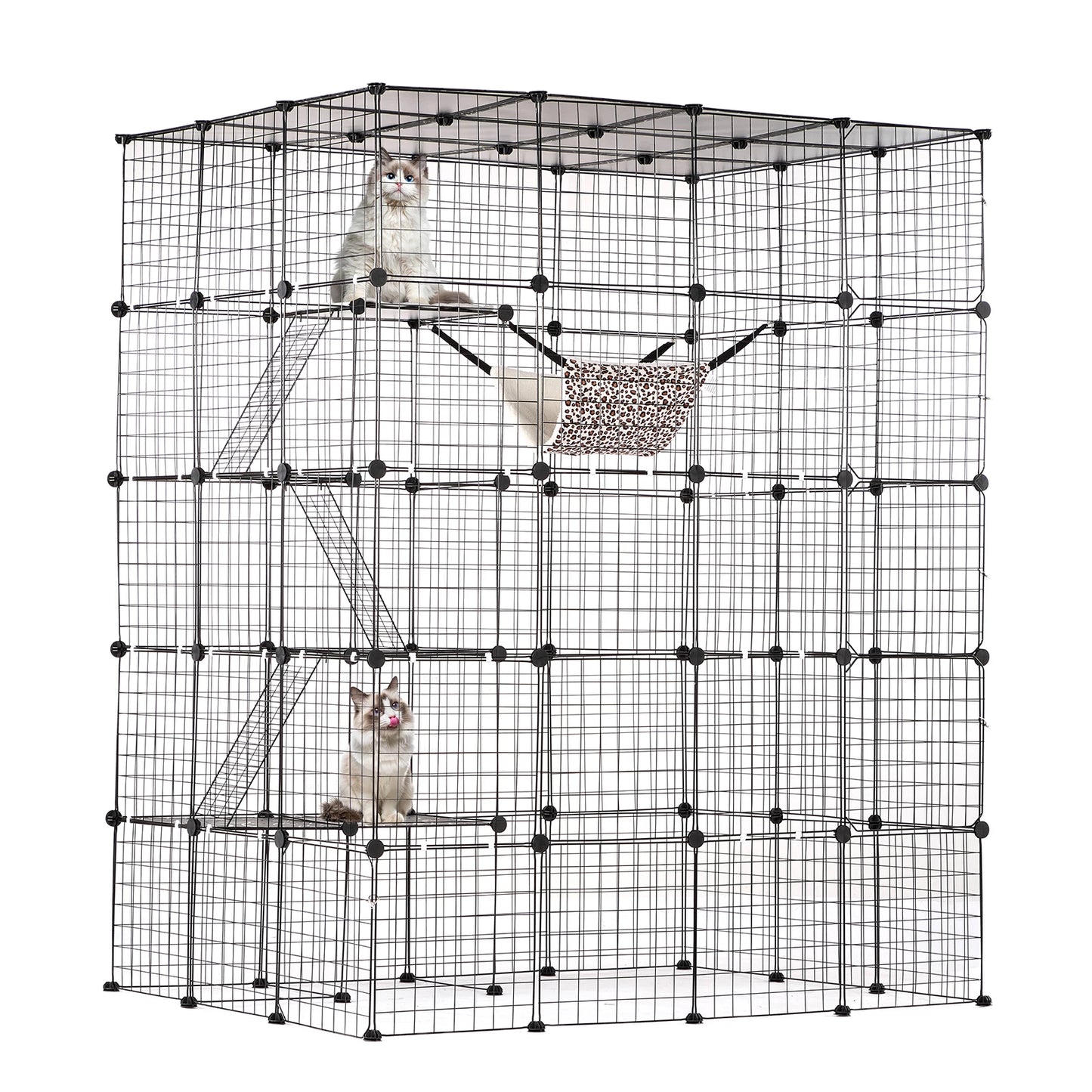 SucceBuy Cat Cage Detachable Metal Wire Enclosure With Front Doors