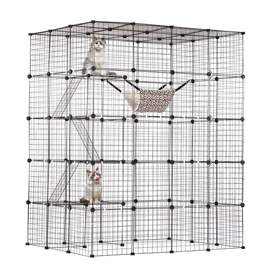 SucceBuy Cat Cage Detachable Metal Wire Enclosure With Front Doors
