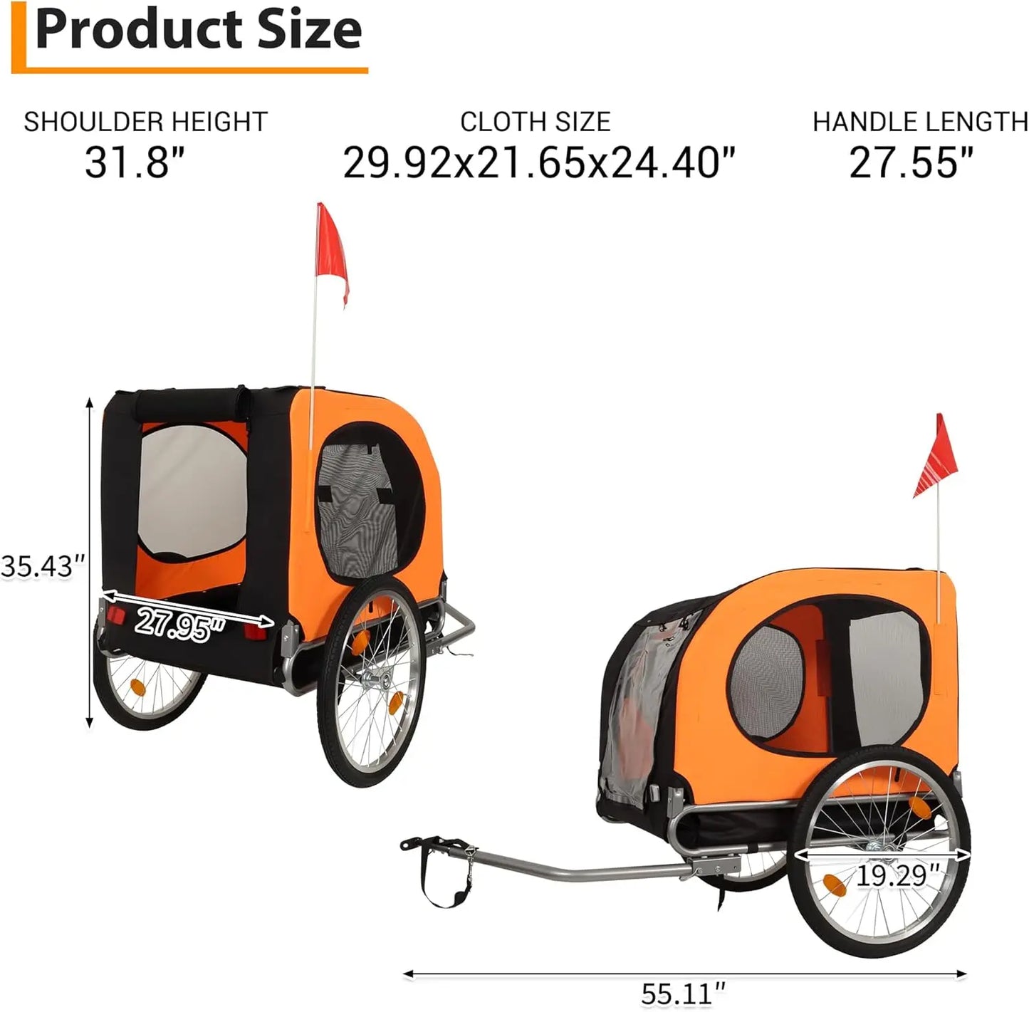 TWISTER.CK Foldable Dog Bike Trailer With Oxford Fabric Carrier