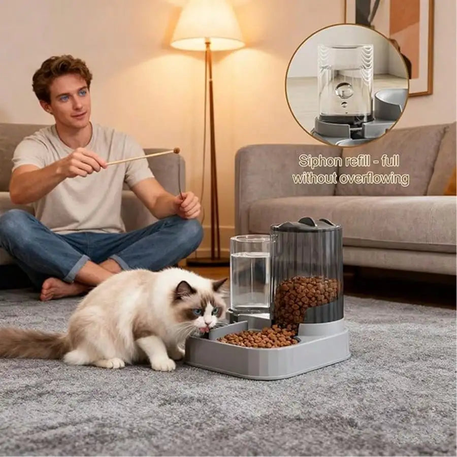 2-in-1 Automatic Dog Bowl And Cat Feeder With 2500ml Capacity