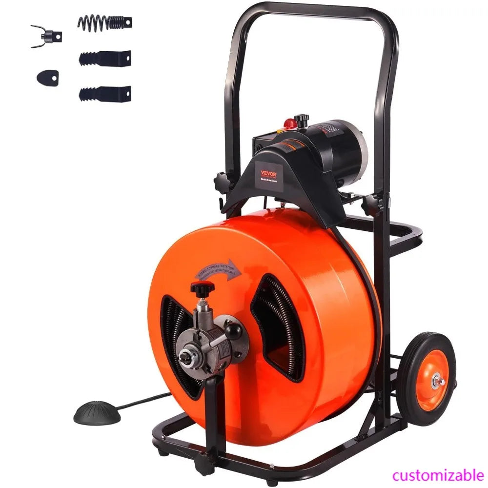 Drain Cleaning Machine With Auto Feed Four Cutters Foot Switch