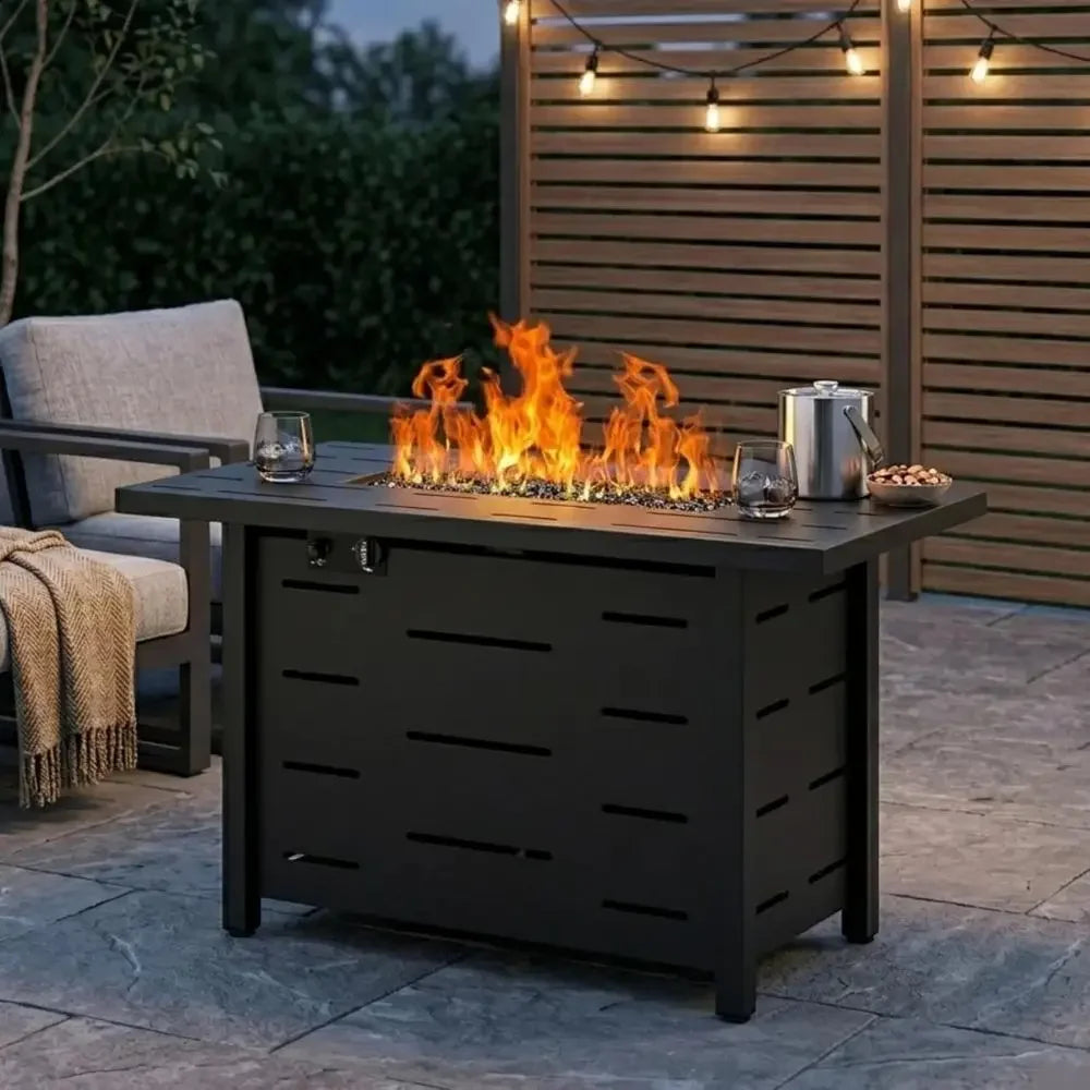 4-Piece Outdoor Wicker Patio Furniture Set With Fire Pit Table