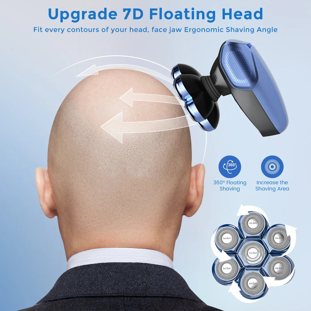 Sejoy 6-in-1 Electric Head Shaver With Nose Hair Trimmer