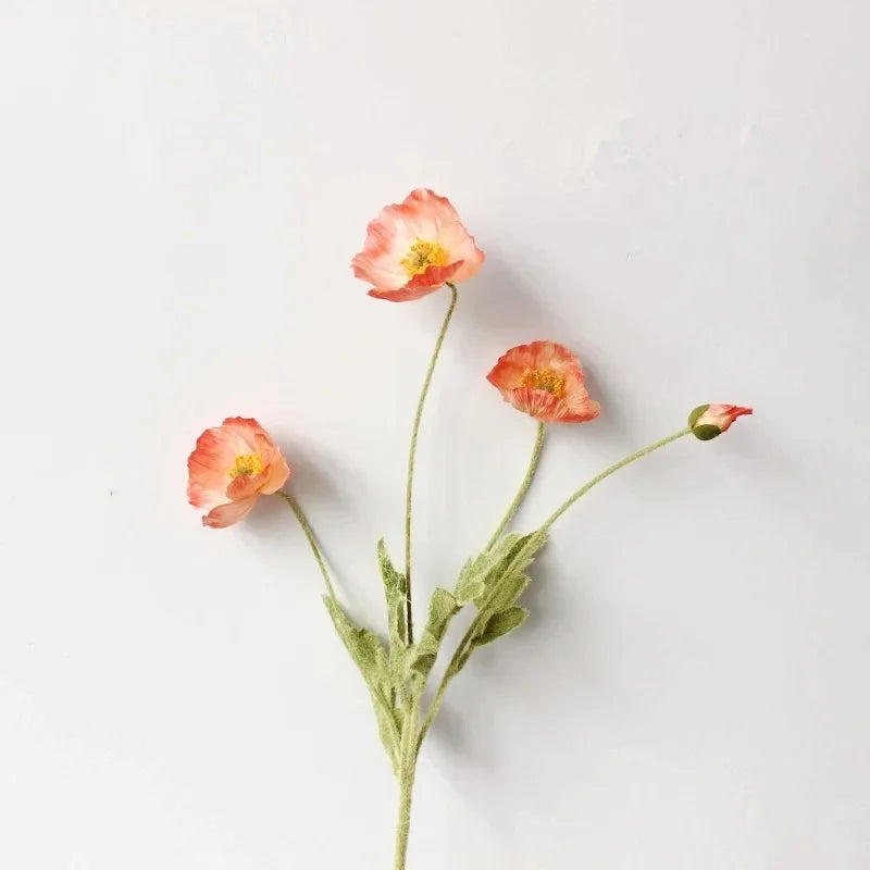 Artificial Poppy Flowers Bouquet Four-Head for Home Decor