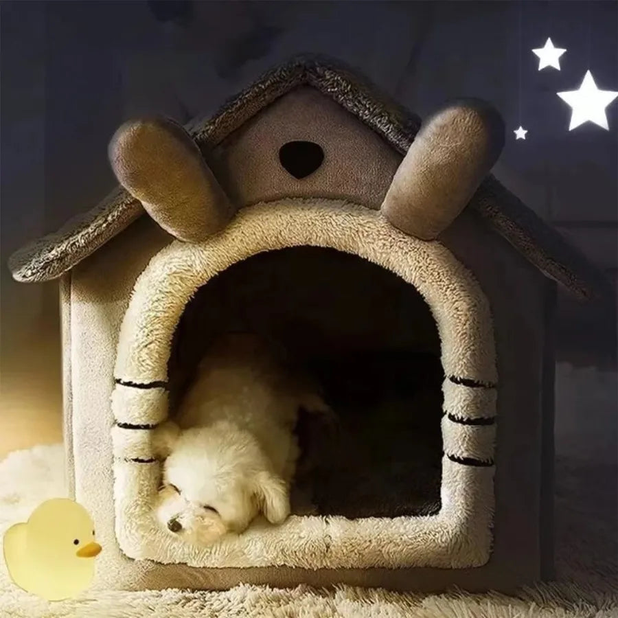Cat Bed Cave Foldable Dog House Kennel Bed Mat for Small Medium Dogs Cats Winter Warm Chihuahua Cats Den Pet Products Basket Pu