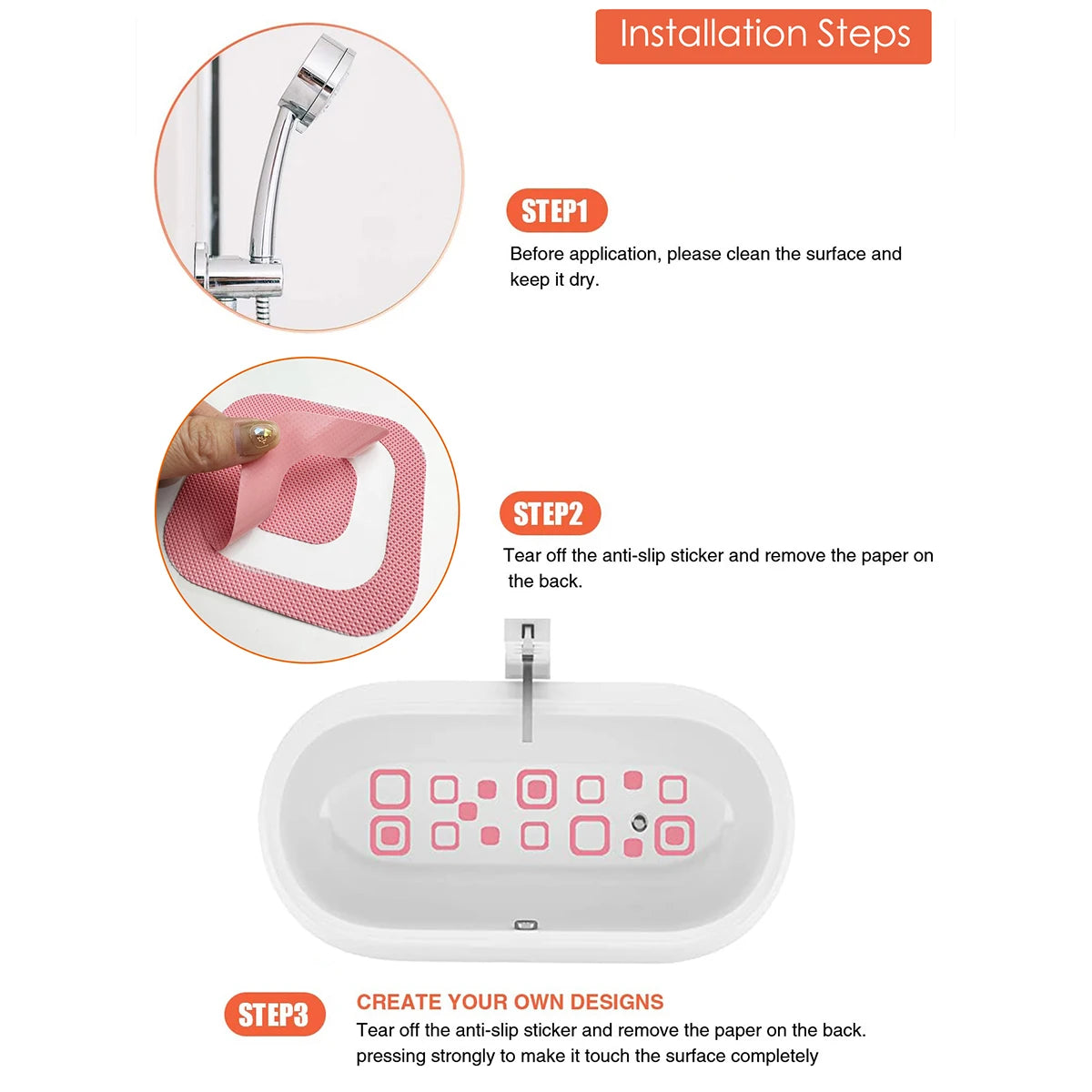 PEVA Shower Tapes 30 Pack Anti Slip Bath Floor Stickers For Bathroom