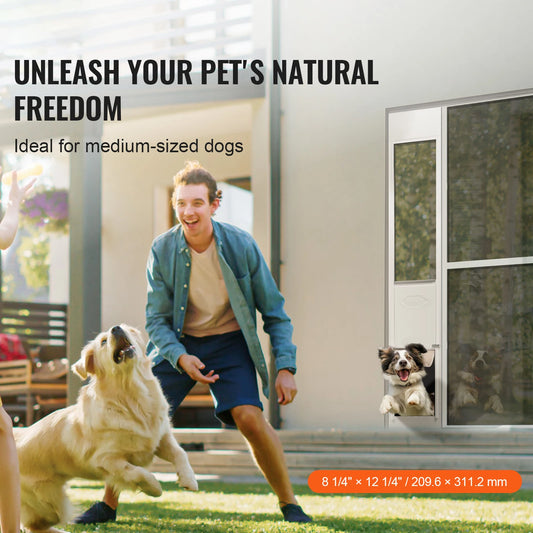 SucceBuy Dog Door Sliding Glass Door Adjustable Height Aluminum Frame