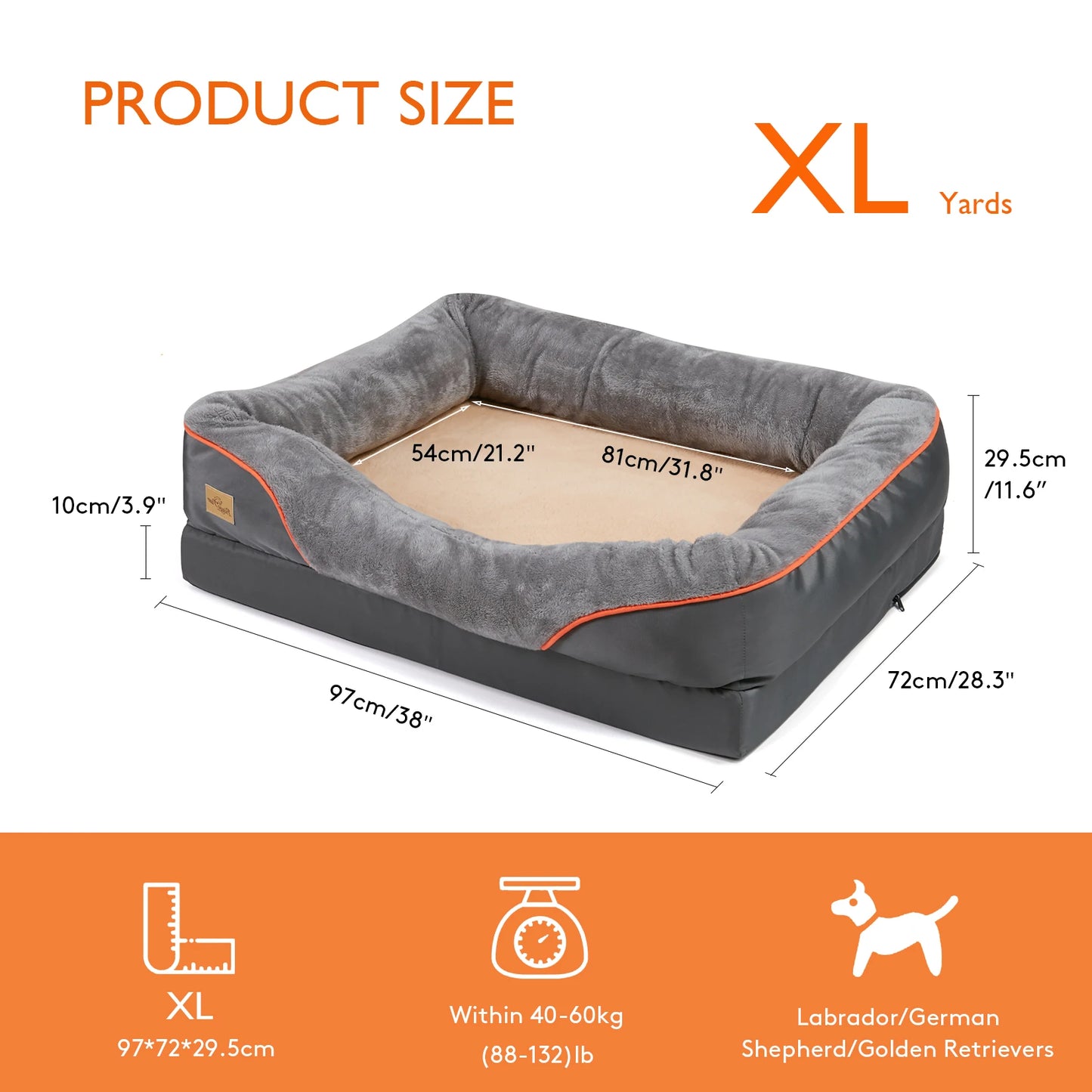 BINGOPAW Dog Bed With Removable Washable Cover Anti Allergy Waterproof