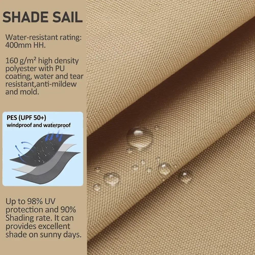 Triangle Sun Shade Sail Canopy UV Block For Outdoor Patio Garden With Free Rope