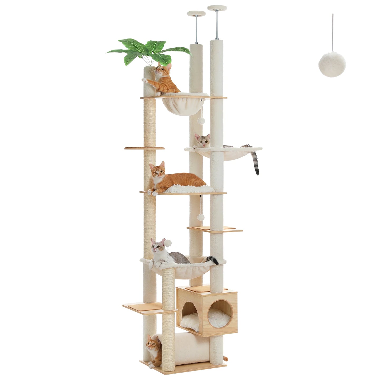 PAWZ Road Height Adjustable Cat Tree With Hammock Indoor