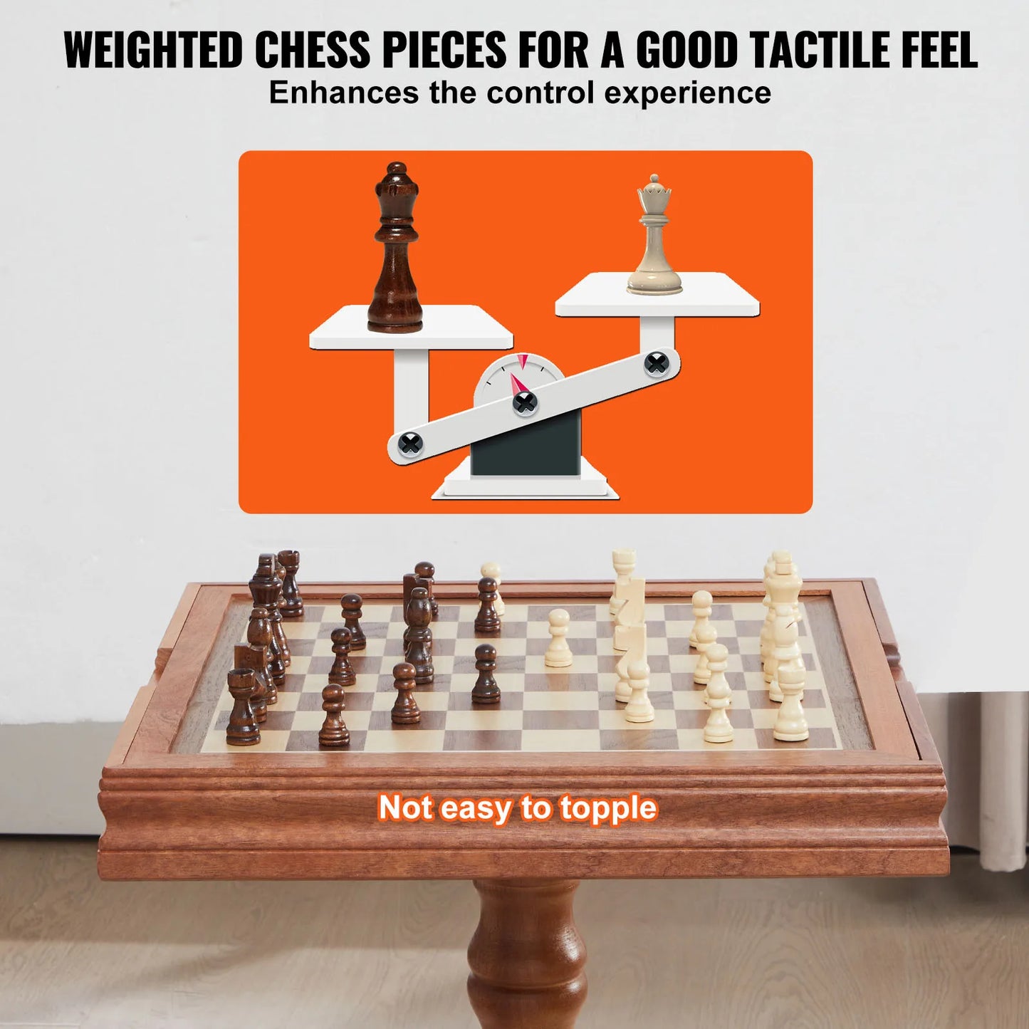 SucceBuy 3-in-1 Chess Checkers Backgammon Table Set