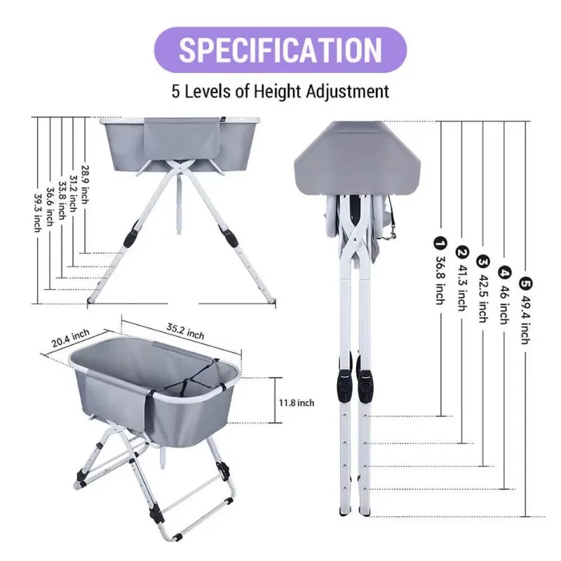 NONE Elevated Foldable Dog Bath Tubs for Grooming Station