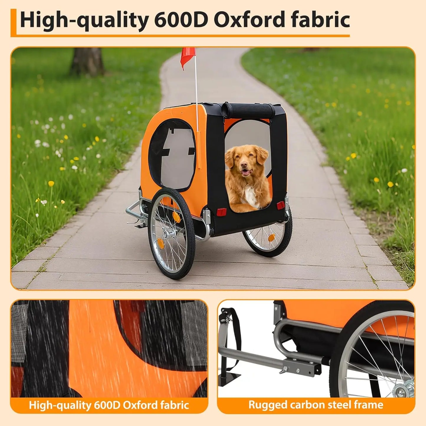 TWISTER.CK Foldable Dog Bike Trailer With Oxford Fabric Carrier