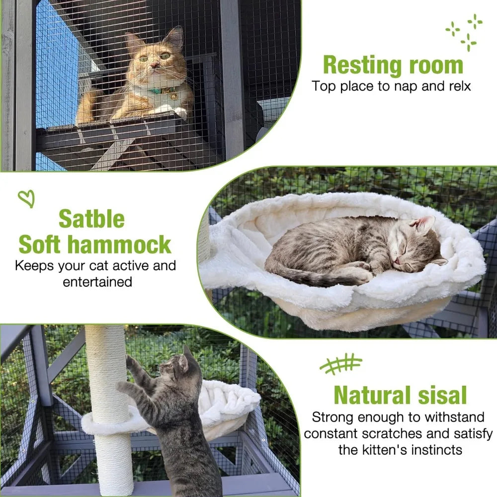 GUTINNEEN Catio Outdoor Cat Enclosure On Wheels With Scratching Post