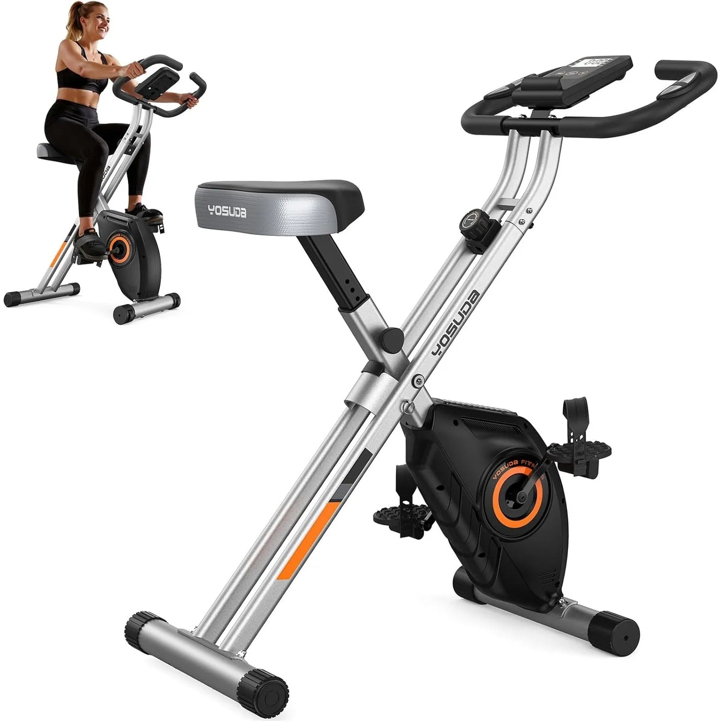 YOSUDA Folding Exercise Bike Foldable Stationary Home Gym Workout