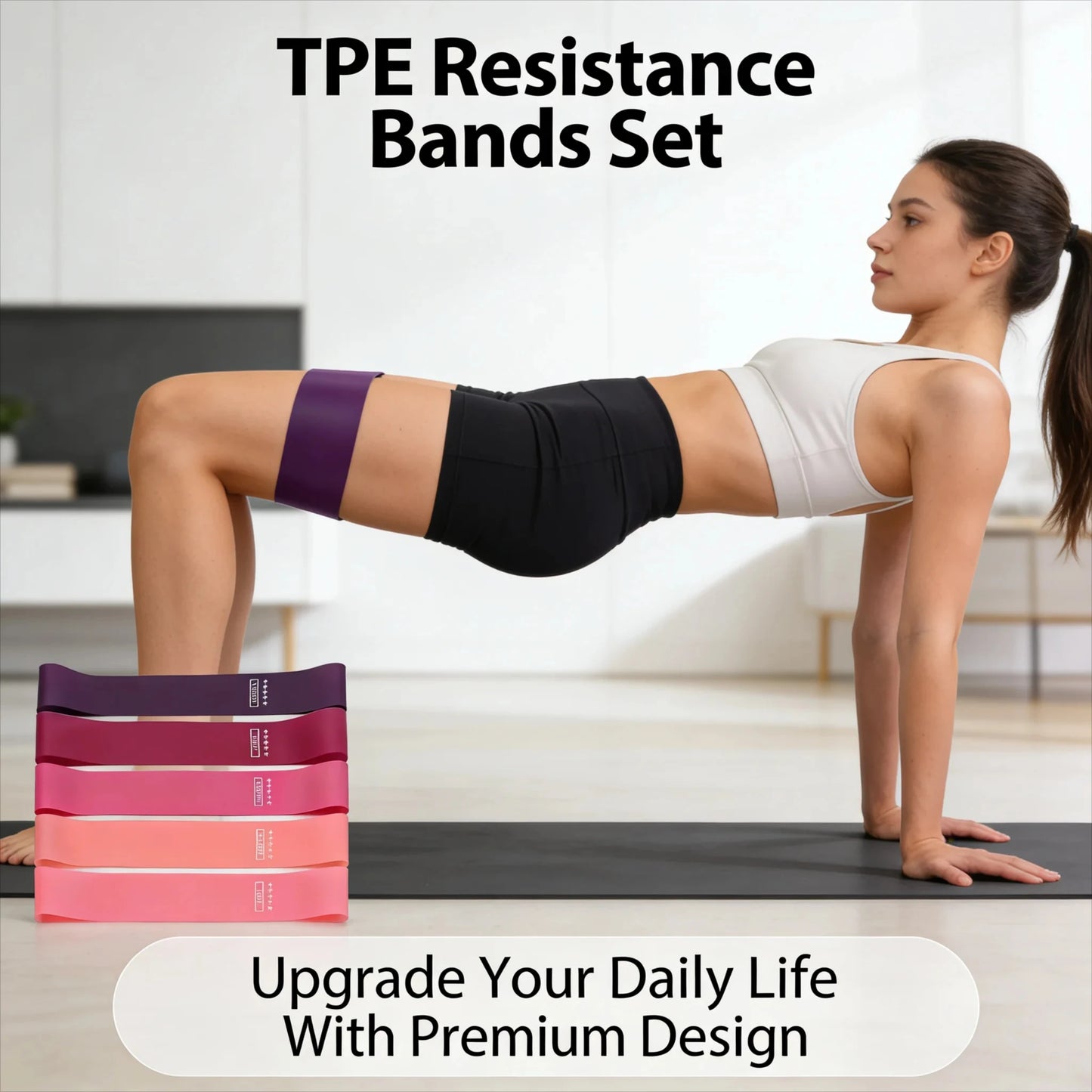 TPE Resistance Bands 5 Levels Non Slip Booty Bands