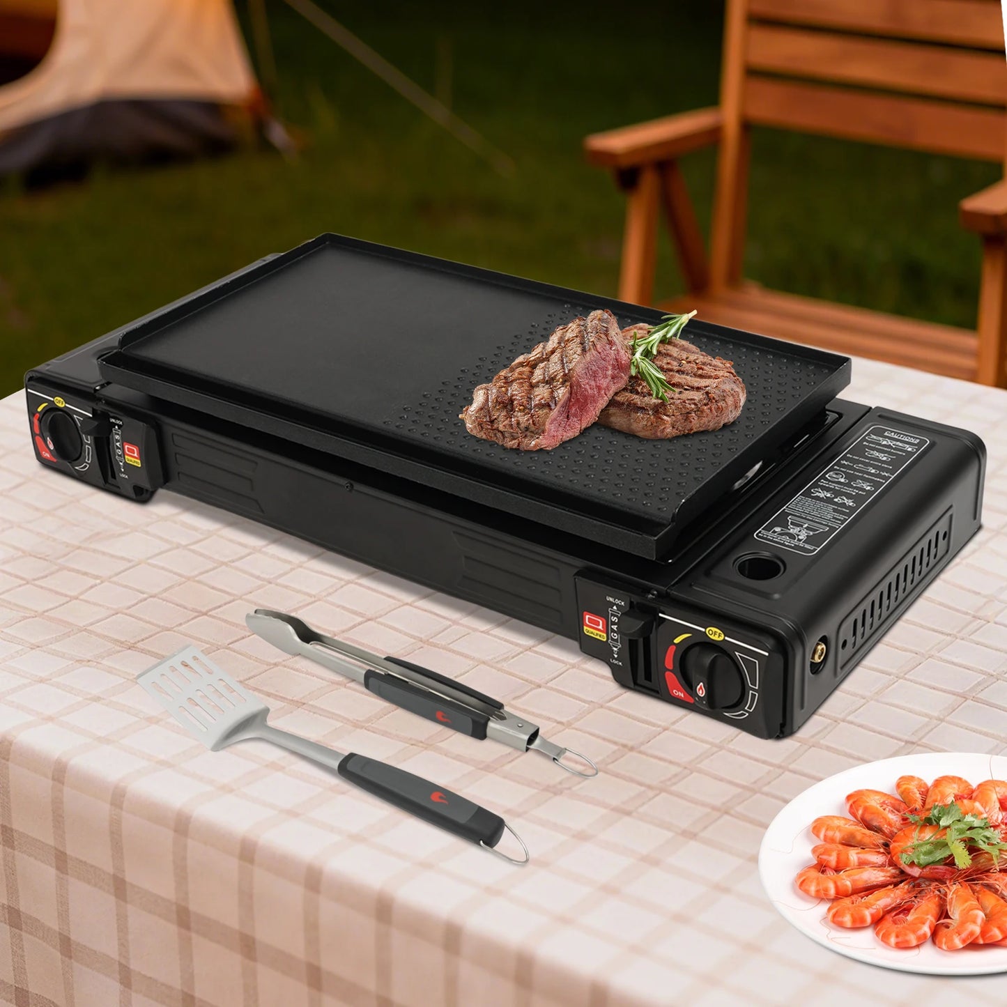NONE 2-Burner Portable Camping Stove Kit With Baking Pan