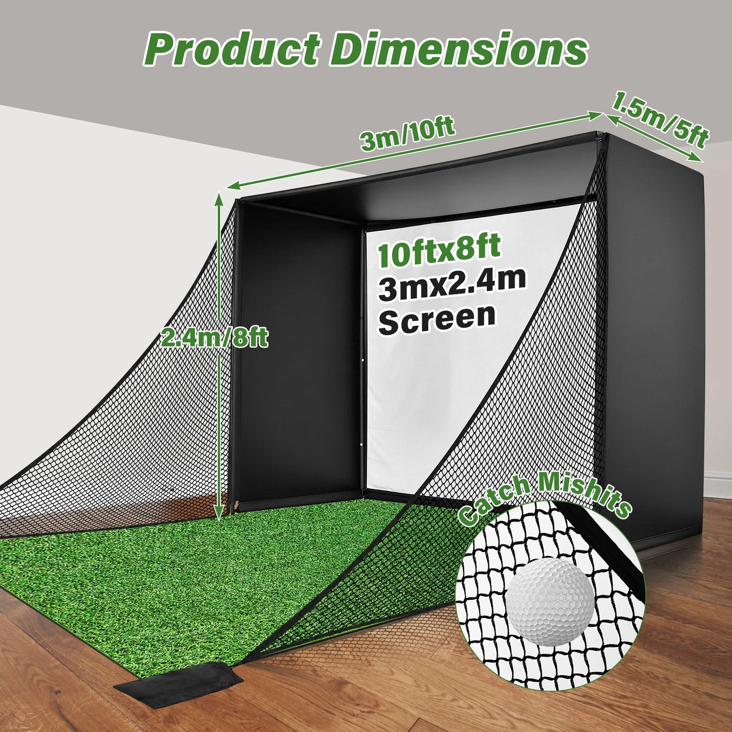 Golf Simulator Net With HD Screen And Heavy Duty Frame
