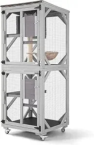 GUTINNEEN Catio Outdoor Cat Enclosure On Wheels With Scratching Post