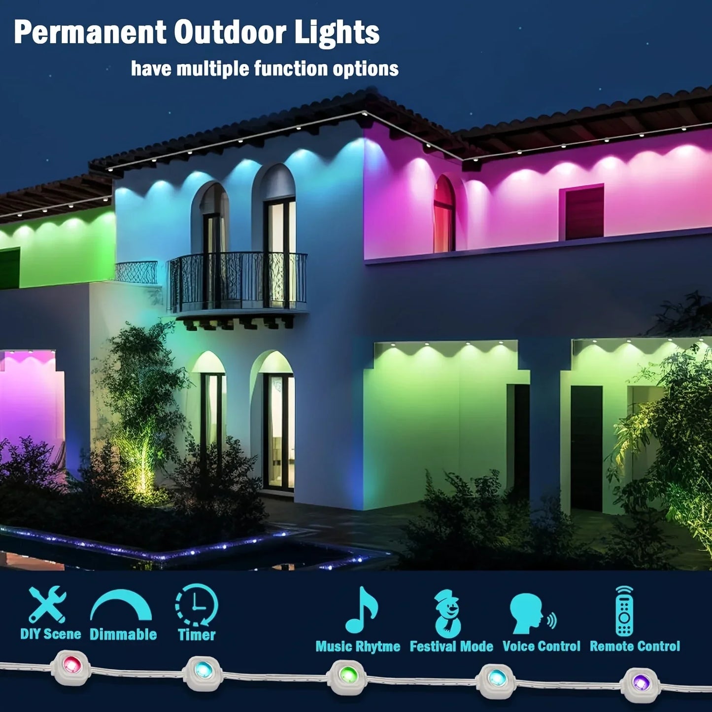 MIMIRGB Outdoor Eaves Lights LED Light Strip With App Control