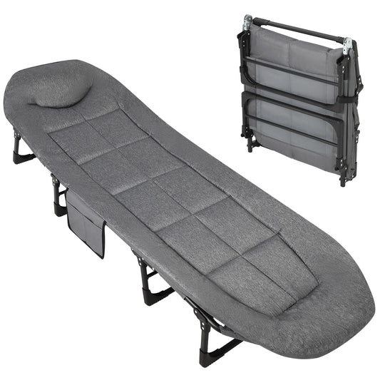 TWISTER.CK Portable Folding Bed With Cushion And Pillow For Outdoors
