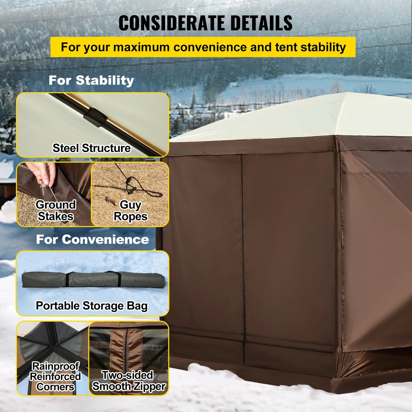 SucceBuy Pop Up Camping Gazebo Shelter Six Sided Shade Tent