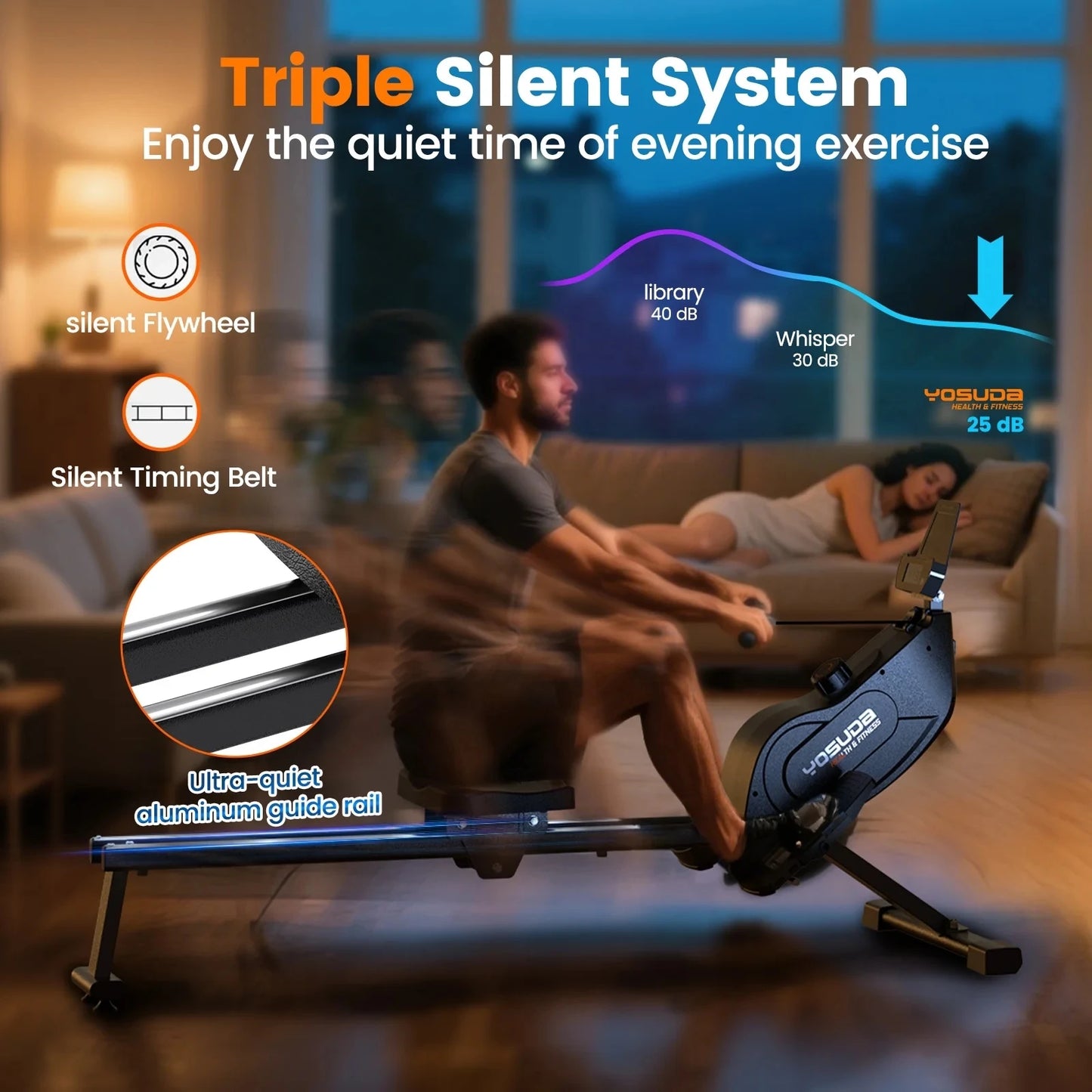 YOSUDA Magnetic Rowing Machine with Foldable Design