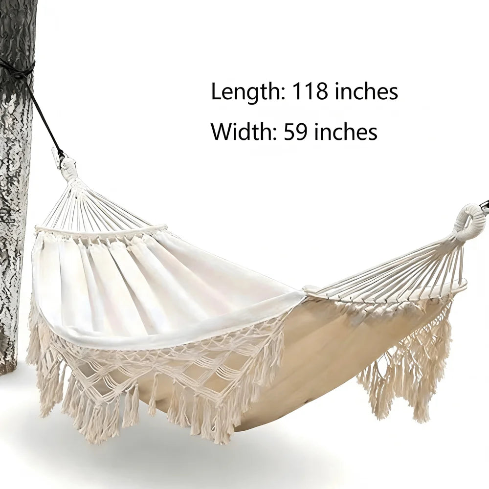 Style Hammock With Tassels Outdoor Camping Canvas Double Swing Chair