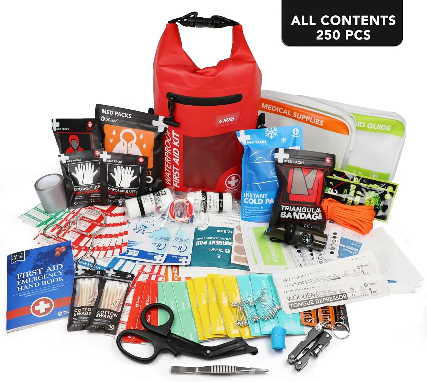 Outdoor First Aid Kit 250Piece Waterproof Reflective Dry Bag