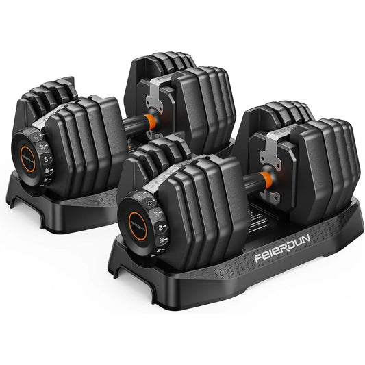 FED Fitness Adjustable Dumbbell Set 105lb With Storage Box