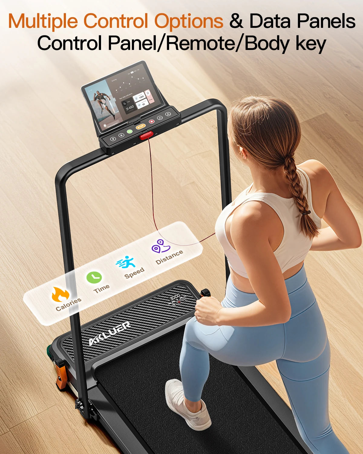 AKLUER Walking Pad Treadmill For Home 2.5HP LCD Display