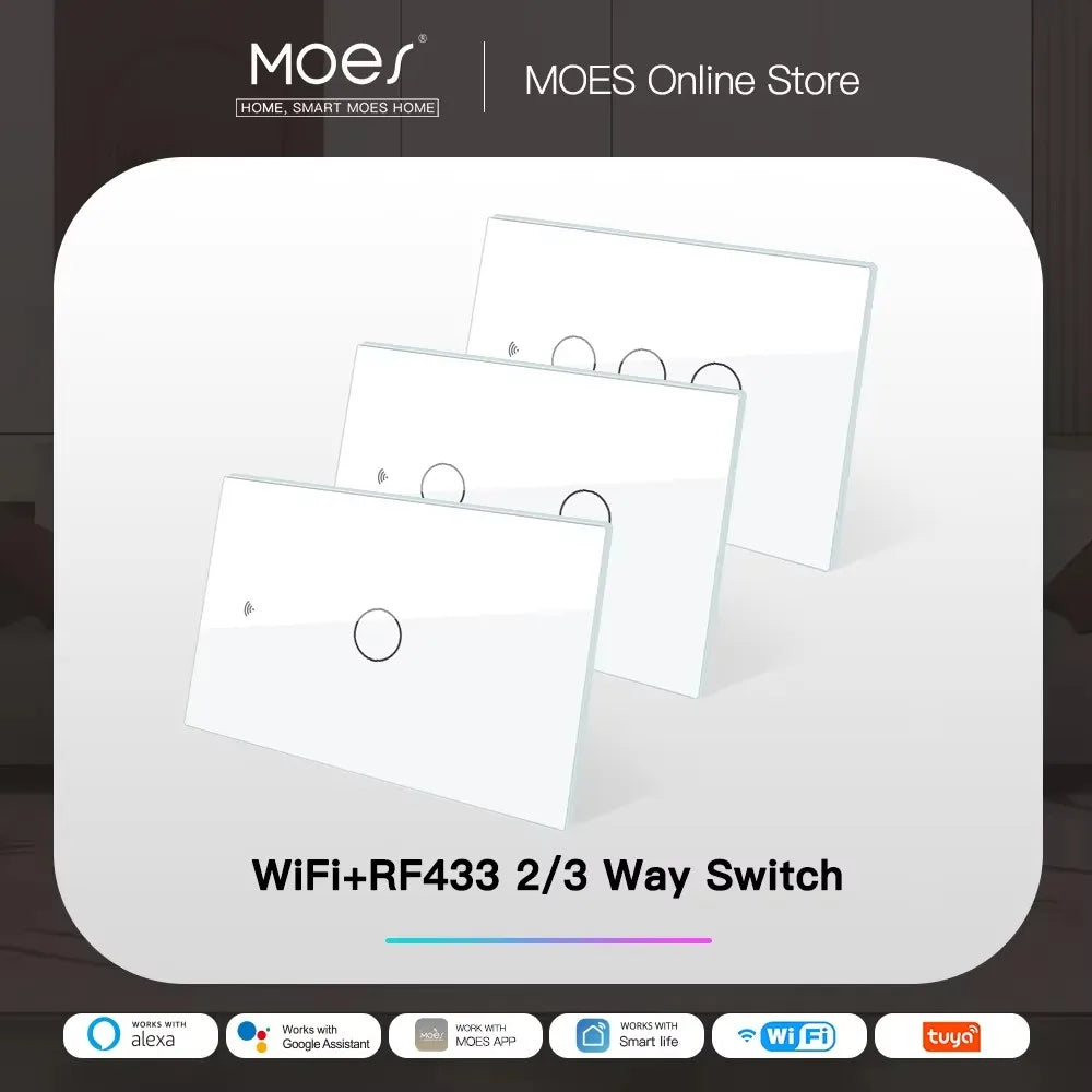 Moes Smart Glass Panel Switch With Tuya App Alexa Google