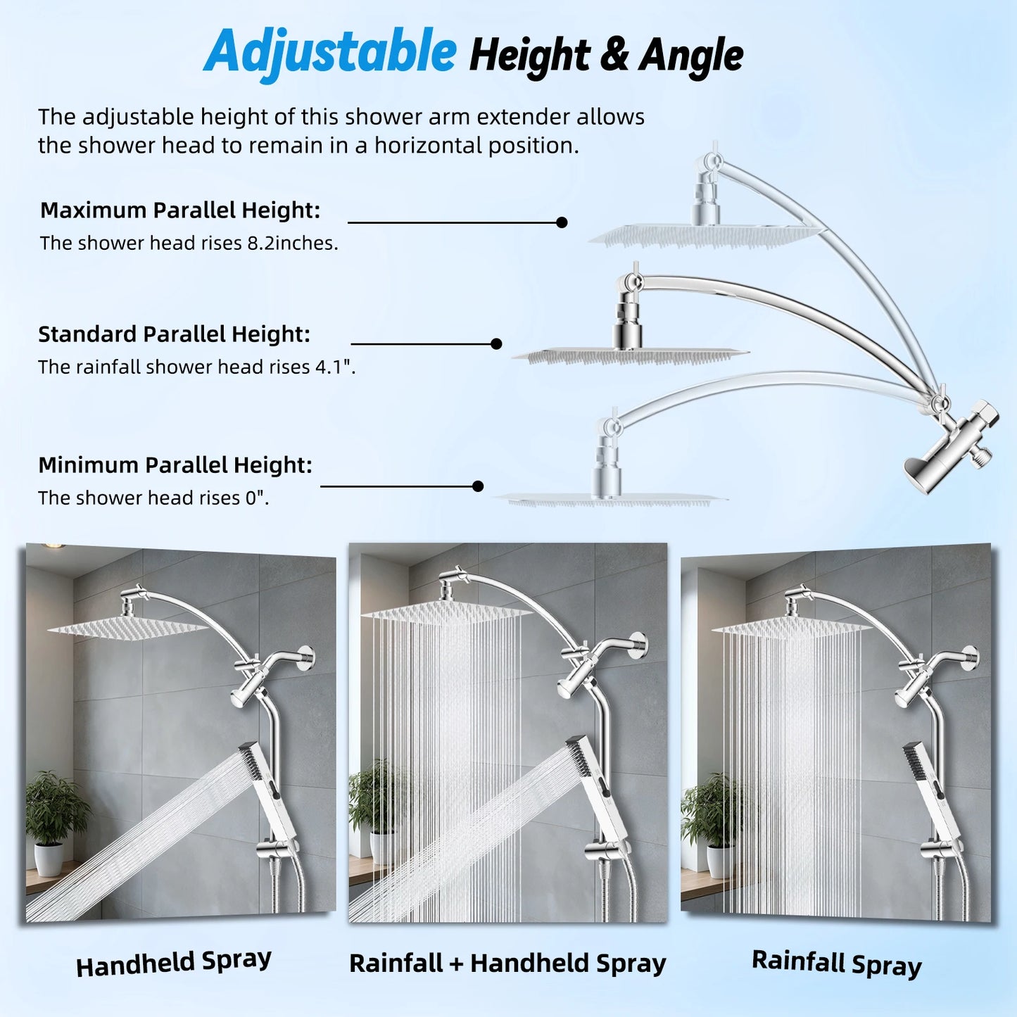 Hibbent Dual Shower Head Combo With Adjustable Slide Bar