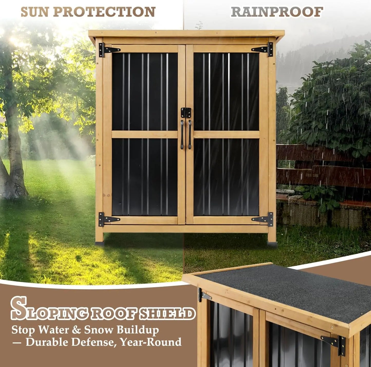 PetsCosset Outdoor Storage Shed Garden Cabinet Waterproof Sloped Roof