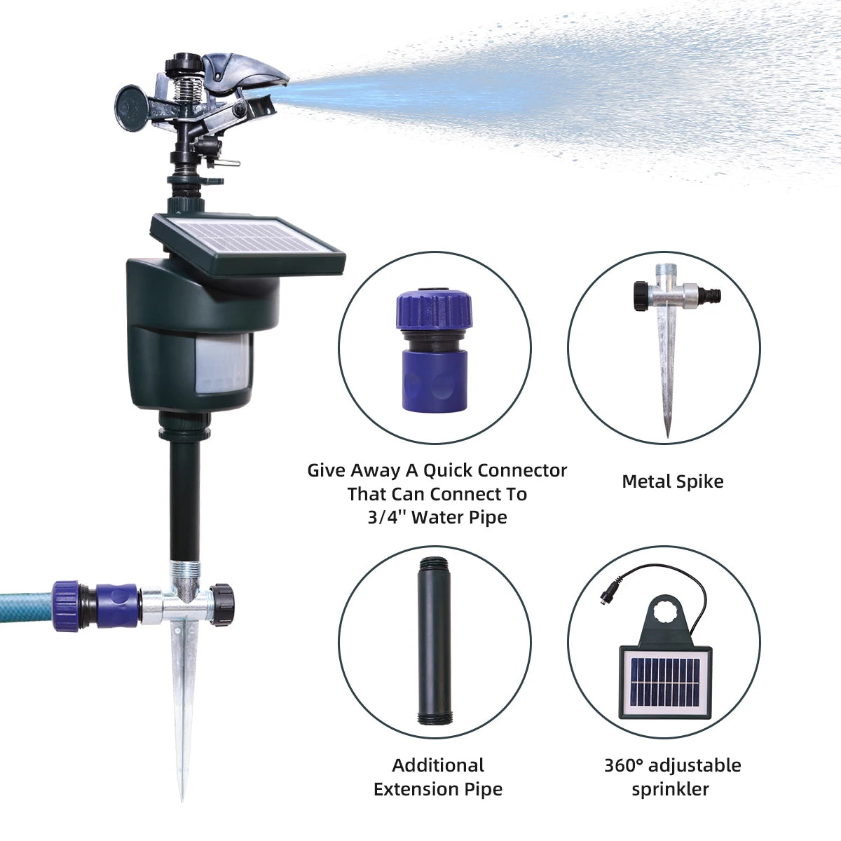 Yardeen Motion Activated Solar Sprinkler Deterrent For Birds And Cats