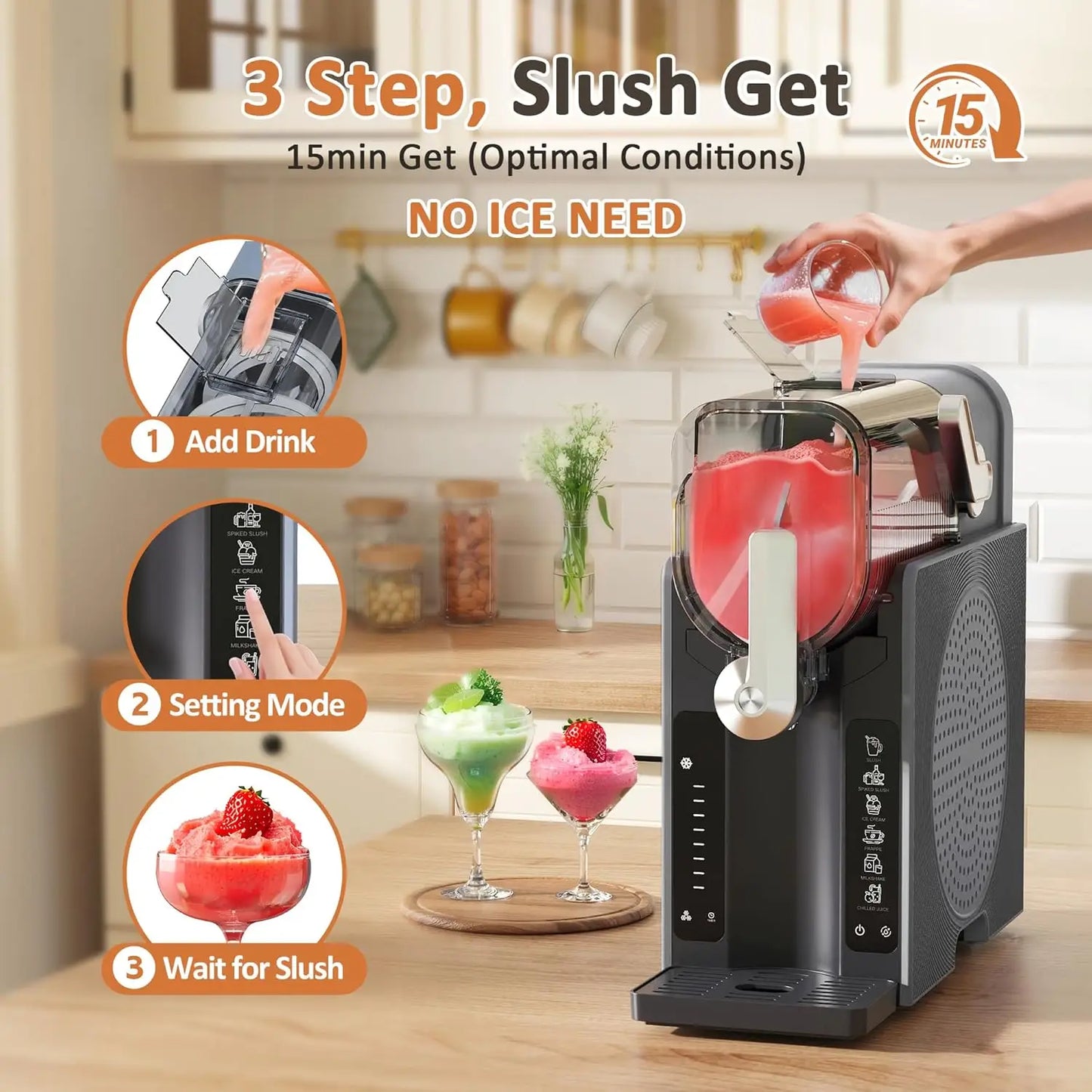 Slushie And Margarita Machine With Auto Cleaning 6 Presets