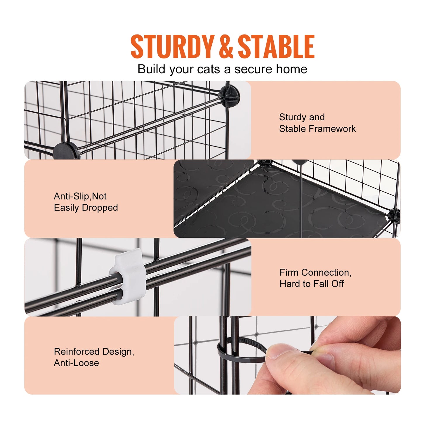SucceBuy Cat Cage Detachable Metal Wire Enclosure With Front Doors